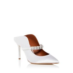 MALONE SOULIERS Womens White Bella Toe Stiletto Slip On Heeled Mules Shoes 39.5